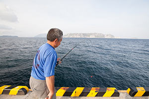 釣り竿と漁師さん